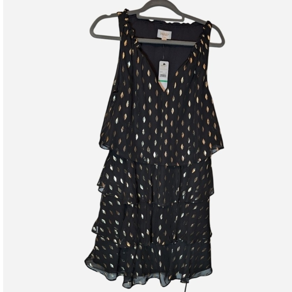 Laundry By Shelli Segal Black and Gold Mini Dress